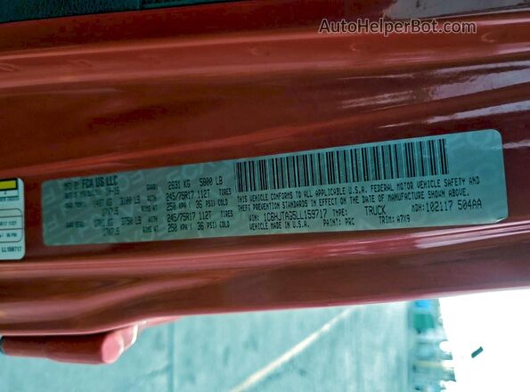 1C6HJTAG5LL159717 2020 JEEP GLADIATOR Red Widok komory silnika
