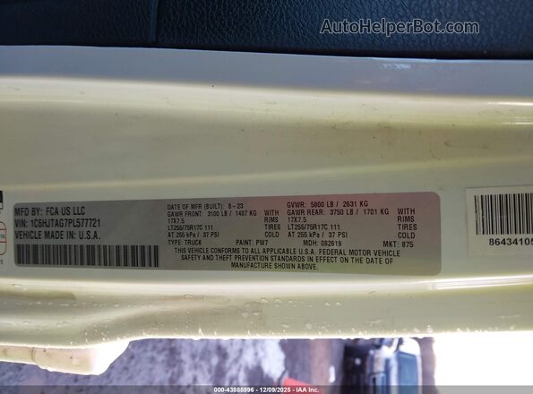 1C6HJTAG7PL577721 2023 JEEP GLADIATOR White ძრავის განყოფილების ხედი