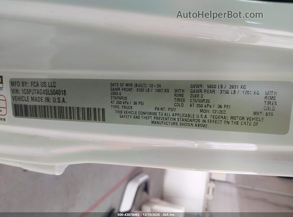 1C6PJTAG4SL504018 2025 JEEP GLADIATOR White Engine compartment view
