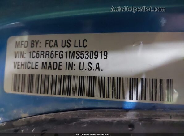 1C6RR6FG1MS530919 2021 RAM 1500 CLASSIC Blue Engine compartment view