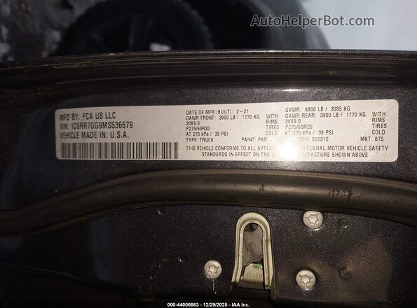 1C6RR7GG9MS536679 2021 RAM 1500 CLASSIC Синий 