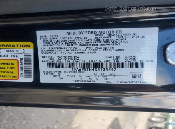 1FA6P8TH4R5135557 2024 FORD MUSTANG Black Widok komory silnika