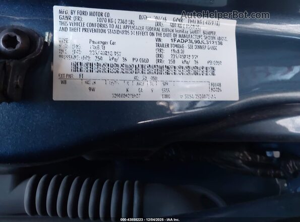 1FADP3L90JL312138 2018 FORD FOCUS ST Blue Vista del compartimento del motor