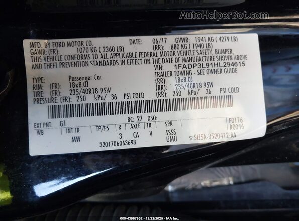 1FADP3L91HL294615 2017 FORD FOCUS ST Black Widok komory silnika