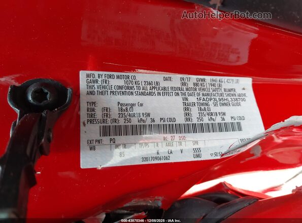 1FADP3L95HL338700 2017 FORD FOCUS ST Красный Вид подкапотного пространства