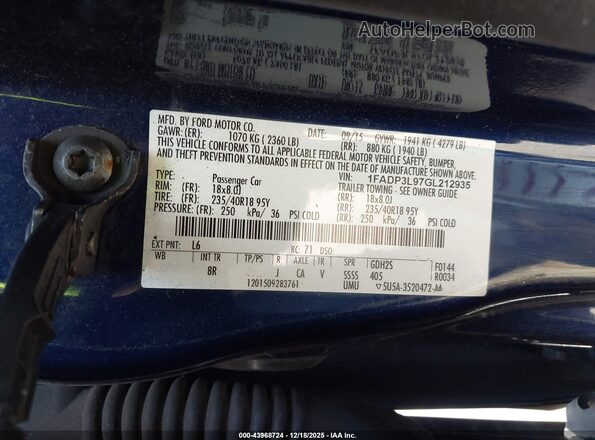 1FADP3L97GL212935 2016 FORD FOCUS ST Blue Engine compartment view