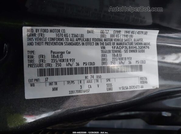 1FADP3L9XHL320676 2017 FORD FOCUS ST Gray Widok komory silnika