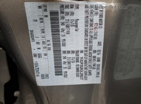 1FADP3N26GL298237 2016 FORD FOCUS Gold Widok komory silnika