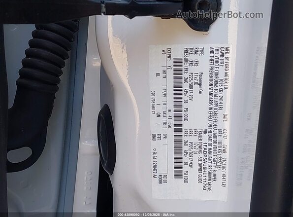 1FADP5AU6HL111793 2017 FORD C-MAX HYBRID White 