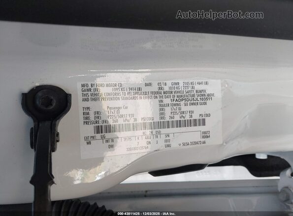 1FADP5DU5JL103511 2018 FORD C-MAX HYBRID White ძრავის განყოფილების ხედი
