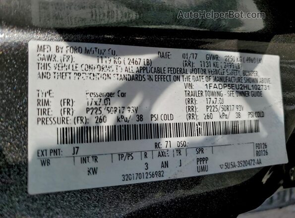1FADP5EU2HL102731 2017 FORD C-MAX Серый 