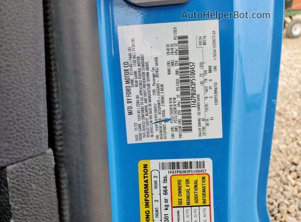 1FATP8UH3P5100457 2023 FORD MUSTANG Blue Vista del compartimento del motor