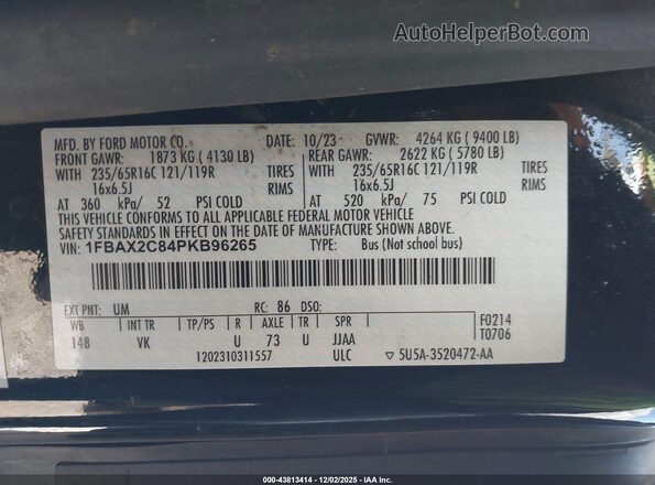 1FBAX2C84PKB96265 2024 FORD PASSENGER Black Շարժիչի բաժամունքի տեսք