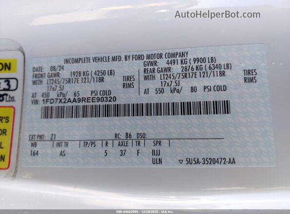 1FD7X2AA9REE90320 2024 FORD F-250 White Շարժիչի բաժամունքի տեսք