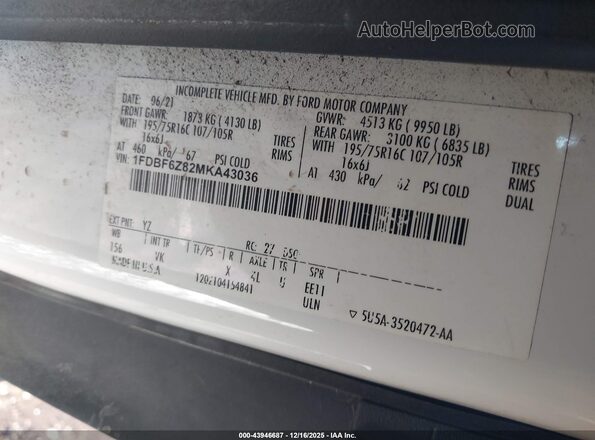 1FDBF6Z82MKA43036 2021 FORD TRANSIT-350 White Вид наклейки з VIN-кодом