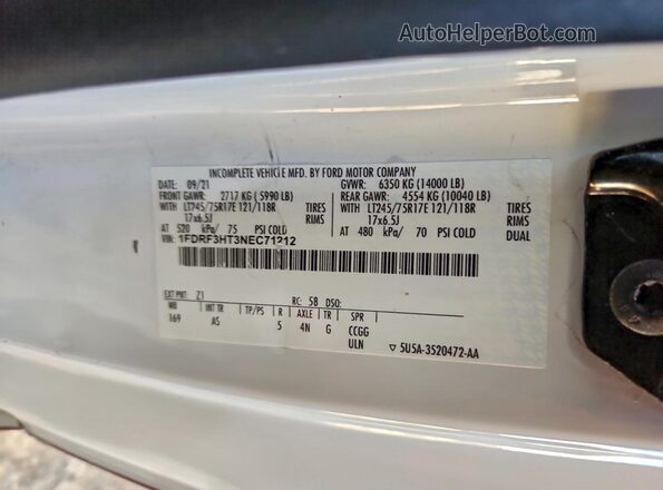 1FDRF3HT3NEC71212 2022 FORD F350 White Widok komory silnika