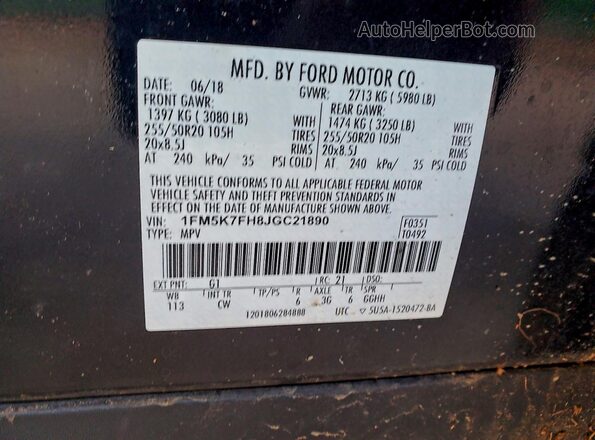 1FM5K7FH8JGC21890 2018 FORD FORD EXPLORER Black Շարժիչի բաժամունքի տեսք
