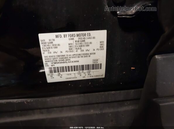 1FM5K8AB5LGC63056 2020 FORD POLICE INTERCEPTOR Черный Вид подкапотного пространства