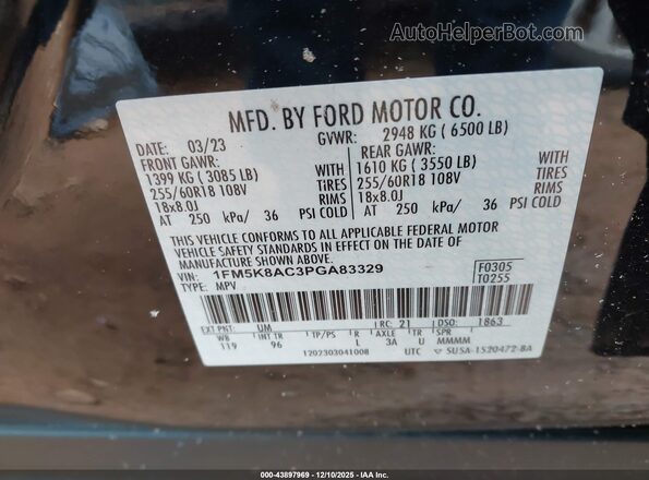 1FM5K8AC3PGA83329 2023 FORD POLICE INTERCEPTOR Black 