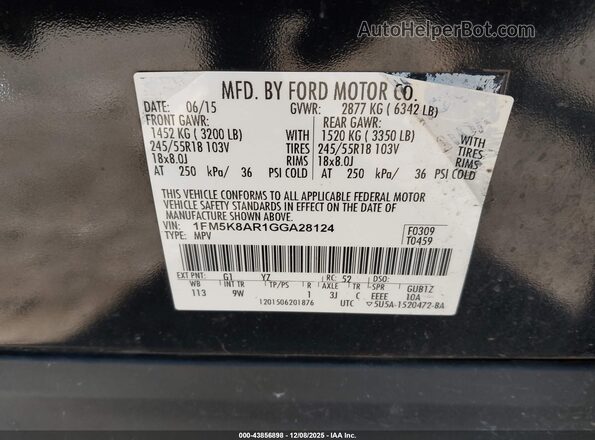 1FM5K8AR1GGA28124 2016 FORD UTILITY POLICE INTERCEPTOR Black Շարժիչի բաժամունքի տեսք