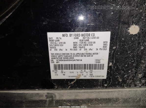 1FM5K8AR5HGA79014 2017 FORD UTILITY POLICE INTERCEPTOR Black ძრავის განყოფილების ხედი