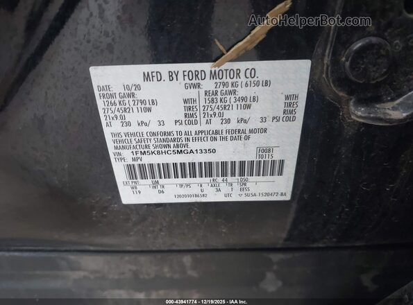 1FM5K8HC5MGA13350 2021 FORD FORD EXPLORER Black 