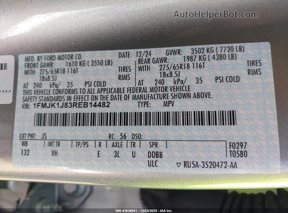 1FMJK1J83REB14482 2024 FORD EXPEDITION Silver Вид підкапотного простору