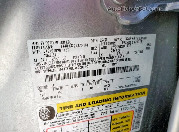 1FMJU1HT3MEA33639 2021 FORD EXPEDITION Silver 