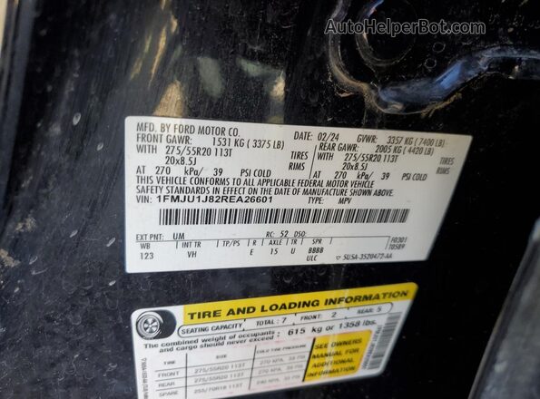1FMJU1J82REA26601 2024 FORD EXPEDITION Black VIN კოდის სტიკერის ხედი