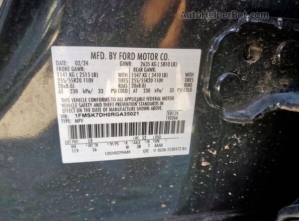 1FMSK7DH0RGA35021 2024 FORD FORD EXPLORER Black 360 interior view