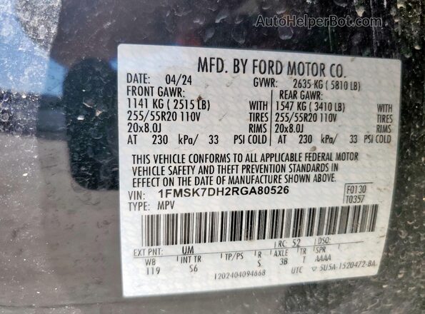 1FMSK7DH2RGA80526 2024 FORD FORD EXPLORER Black 