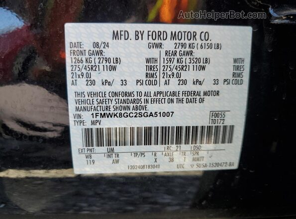 1FMWK8GC2SGA51007 2025 FORD FORD EXPLORER Black 360 interior view