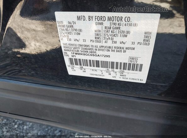 1FMWK8GC6SGA17295 2025 FORD FORD EXPLORER Black ძრავის განყოფილების ხედი