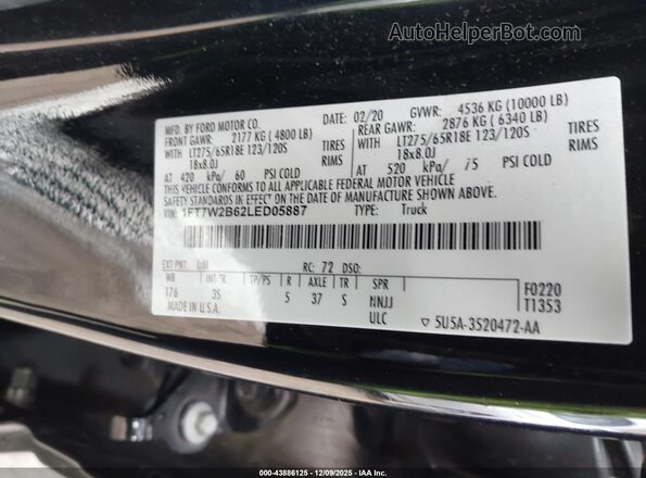 1FT7W2B62LED05887 2020 FORD F-250 Black Vista del compartimento del motor