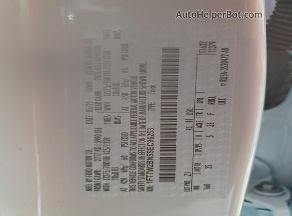 1FT7W2BN5SEC96253 2025 FORD F250 Белый Вид наклейки с VIN-кодом