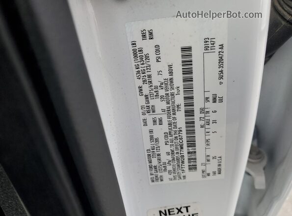 1FT7W2BT7MEC67791 2021 FORD F250 White 