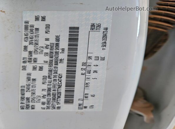 1FT7W2BT7NEC47431 2022 FORD F250 White Շարժիչի բաժամունքի տեսք