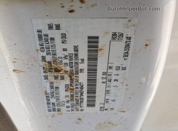 1FT7W2BT9NEF45477 2022 FORD F250 White VIN կոդի պիտակի տեսք