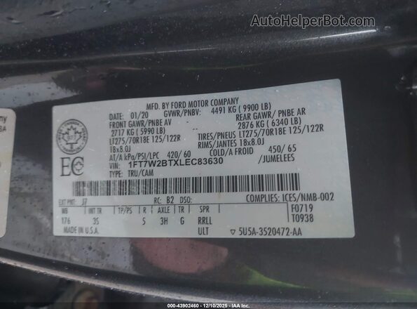 1FT7W2BTXLEC83630 2020 FORD F-250 Gray Engine compartment view
