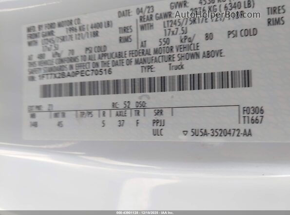 1FT7X2BA0PEC70516 2023 FORD F-250 White Շարժիչի բաժամունքի տեսք