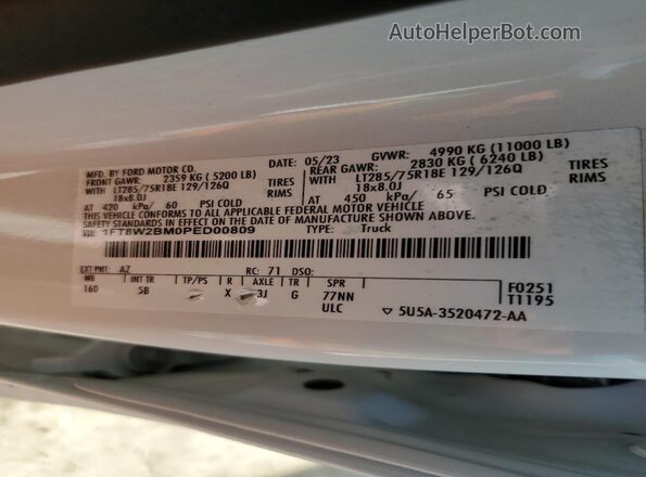 1FT8W2BM0PED00809 2023 FORD F250 White Вид підкапотного простору