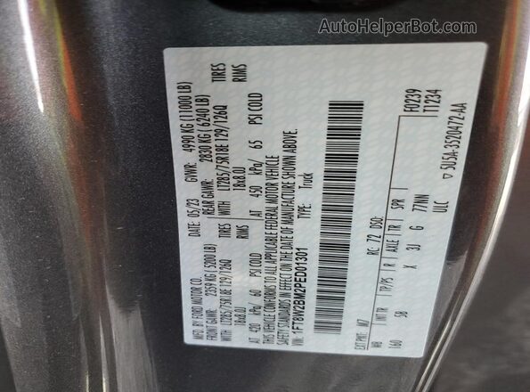 1FT8W2BM2PED01301 2023 FORD F250 Gray Вид наклейки з VIN-кодом