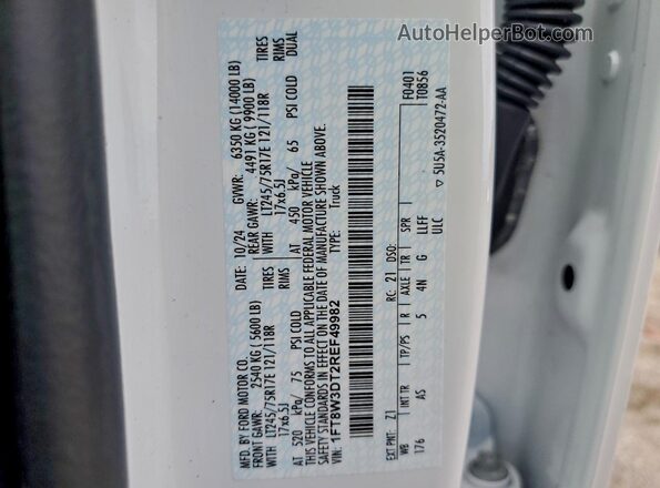 1FT8W3DT2REF49982 2024 FORD F350 Белый Вид подкапотного пространства