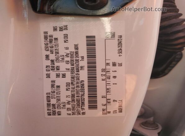 1FT8W3DT6LEE05679 2020 FORD F350 Белый Вид задних сидений
