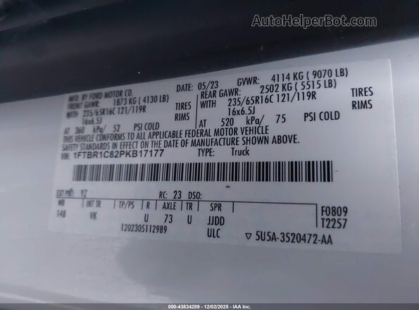 1FTBR1C82PKB17177 2023 FORD TRANSIT-250 White Շարժիչի բաժամունքի տեսք