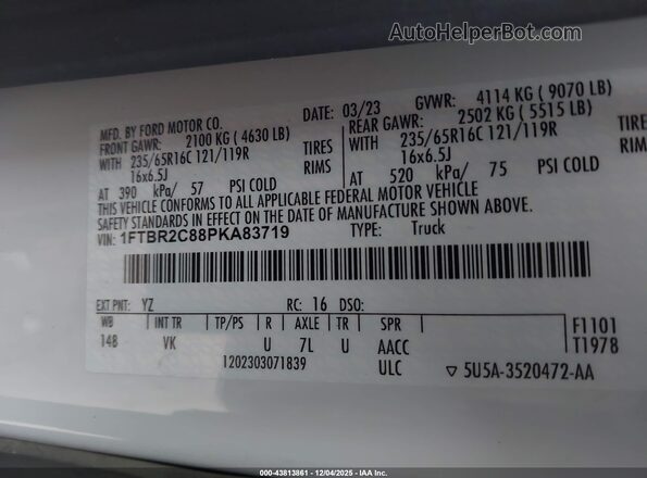 1FTBR2C88PKA83719 2023 FORD TRANSIT-250 White Շարժիչի բաժամունքի տեսք