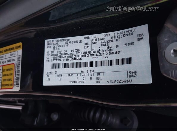 1FTER4FH1MLE00265 2021 FORD RANG Black 