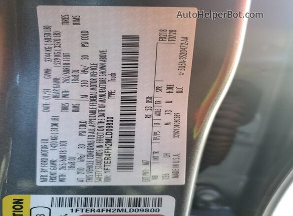 1FTER4FH2MLD09800 2021 FORD RANG Gray 