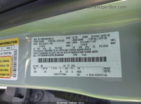 1FTER4FH2PLE04040 2023 FORD RANG Pewter Շարժիչի բաժամունքի տեսք