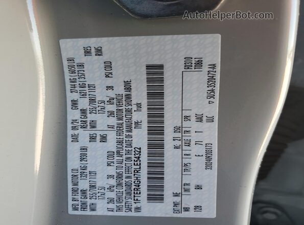 1FTER4GH7RLE54322 2024 FORD RANG Gray Widok naklejki z numerem VIN